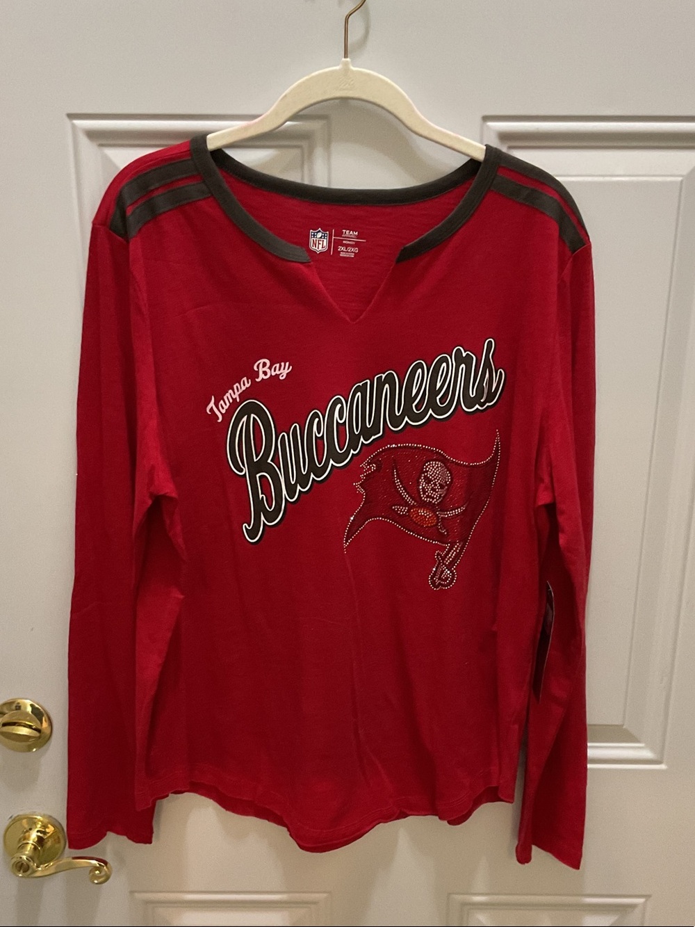 NFL Tampa Bay Buccaneers Red Long-Sleeve Tee with Black Trim